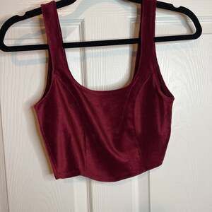 Liz & Sara Burgandy Velvet Crop Top